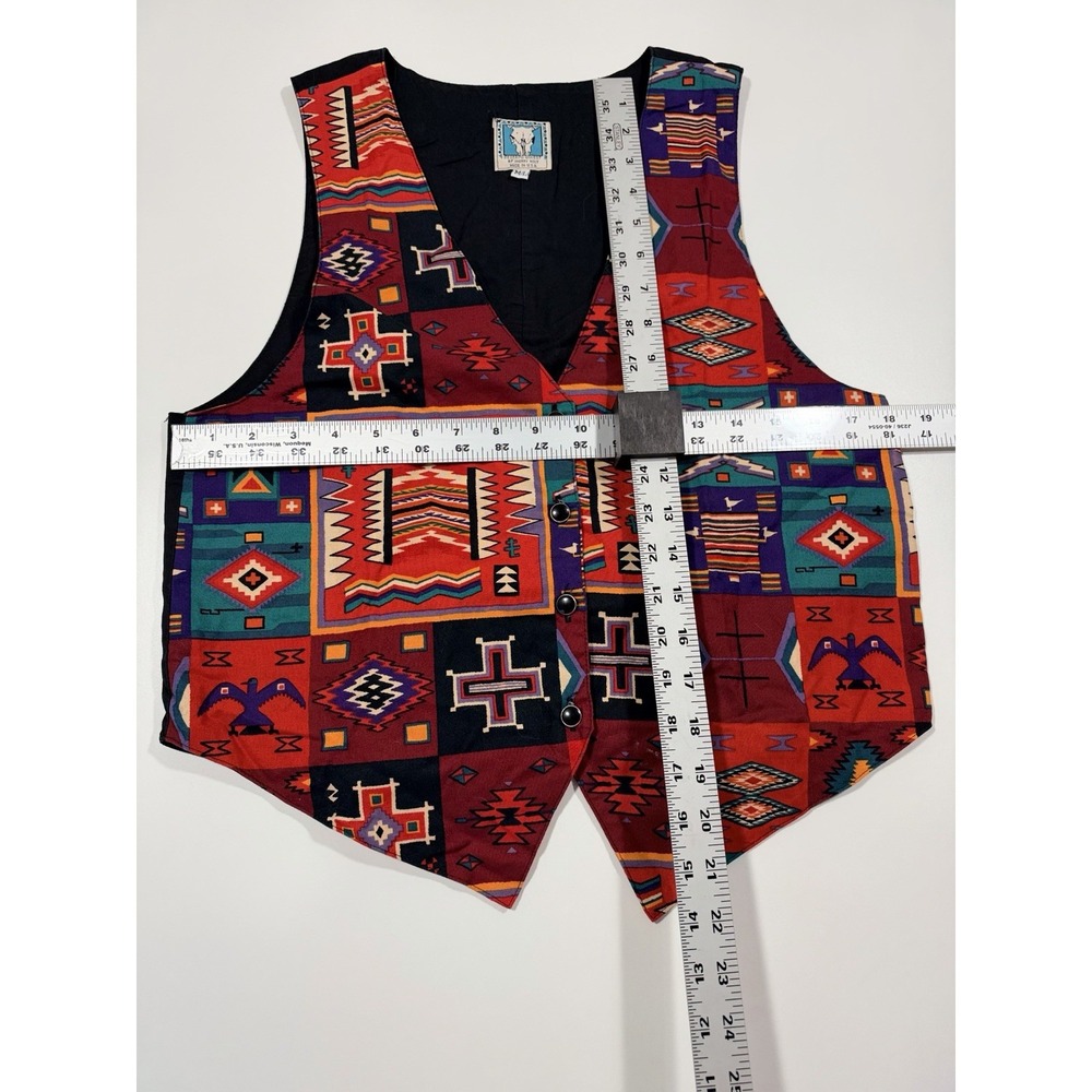 Vintage Desert West Sherry Holt Southwestern Vest M/L Western Boho USA Cotton - Picture 4 of 7